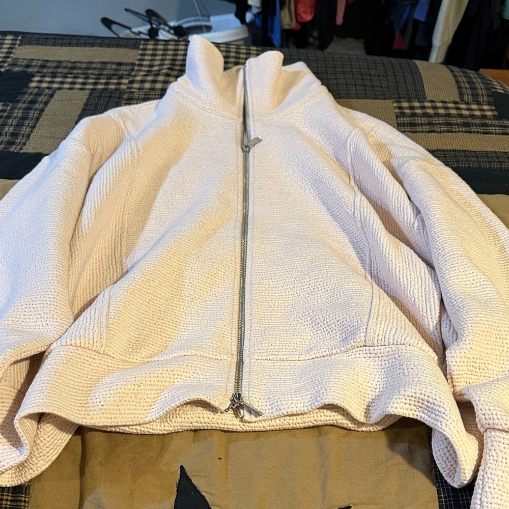 Women's Cream Zip-Up Hoodie